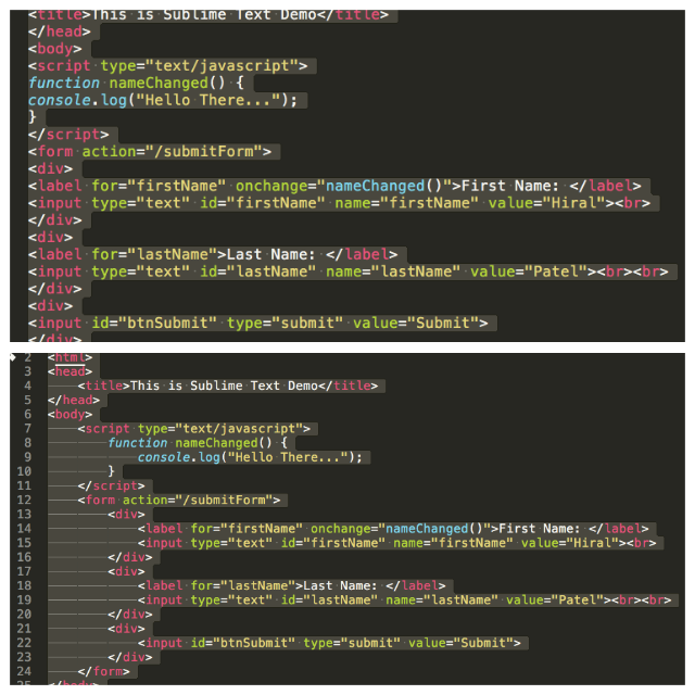 Code Indentation in Sublime Text