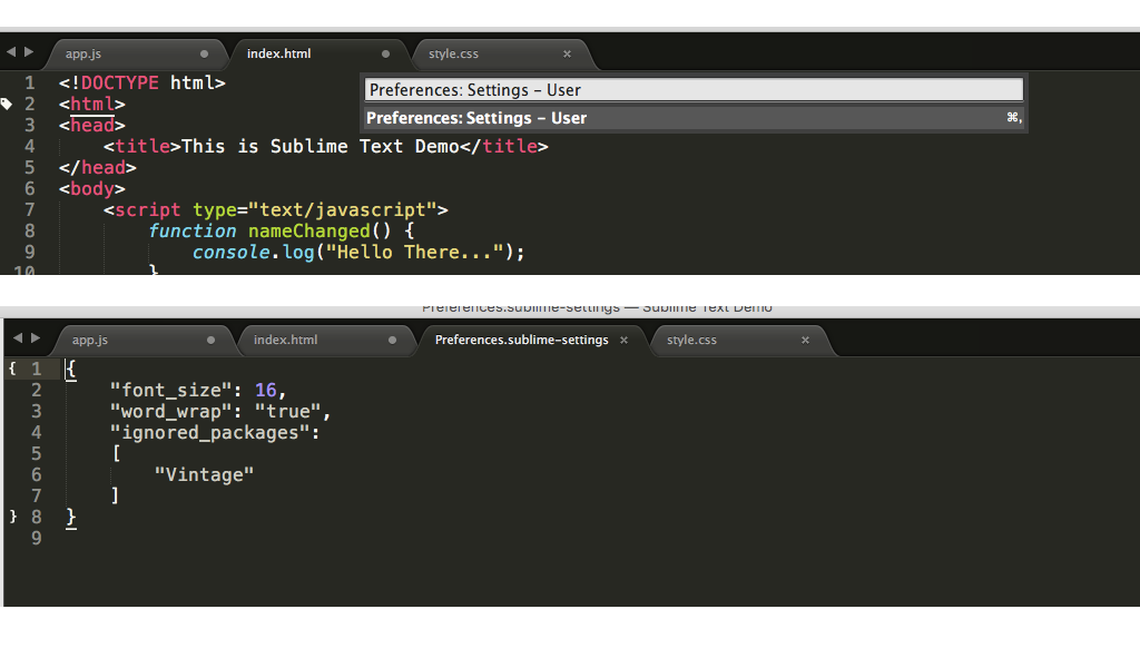 User Settings in Sublime Text