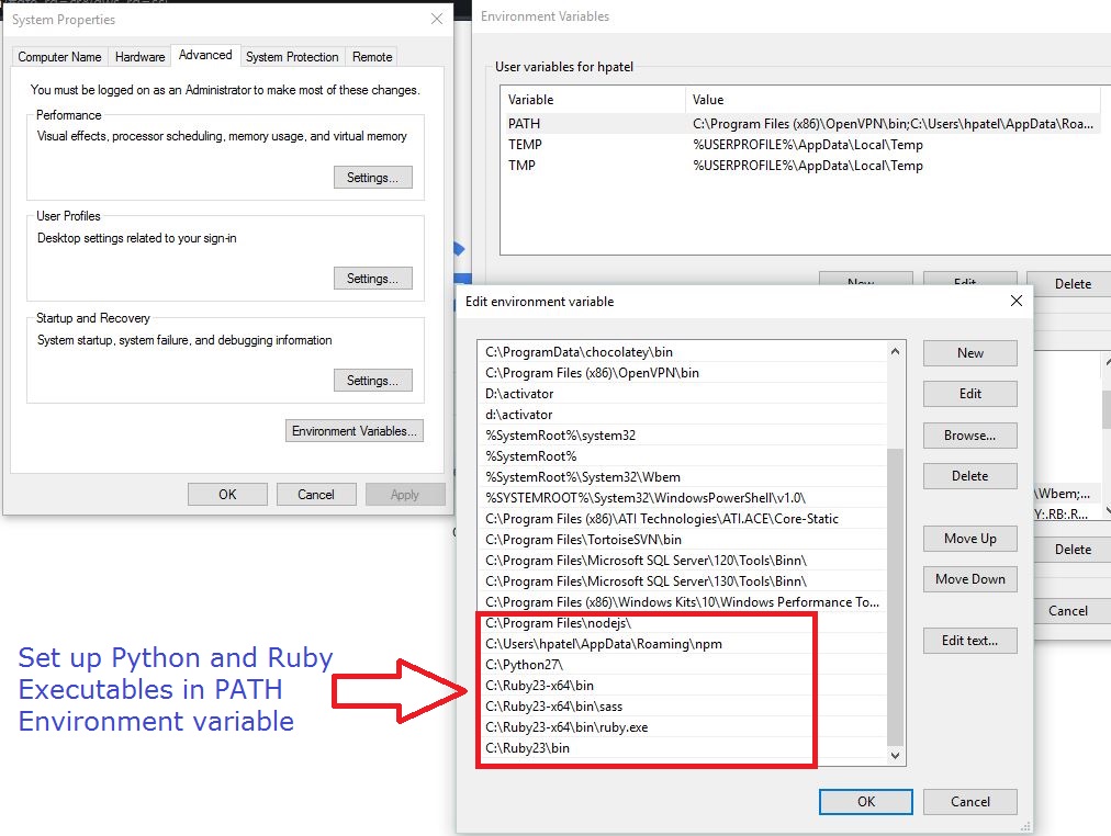 Python and Ruby Executables in PATH environment variable