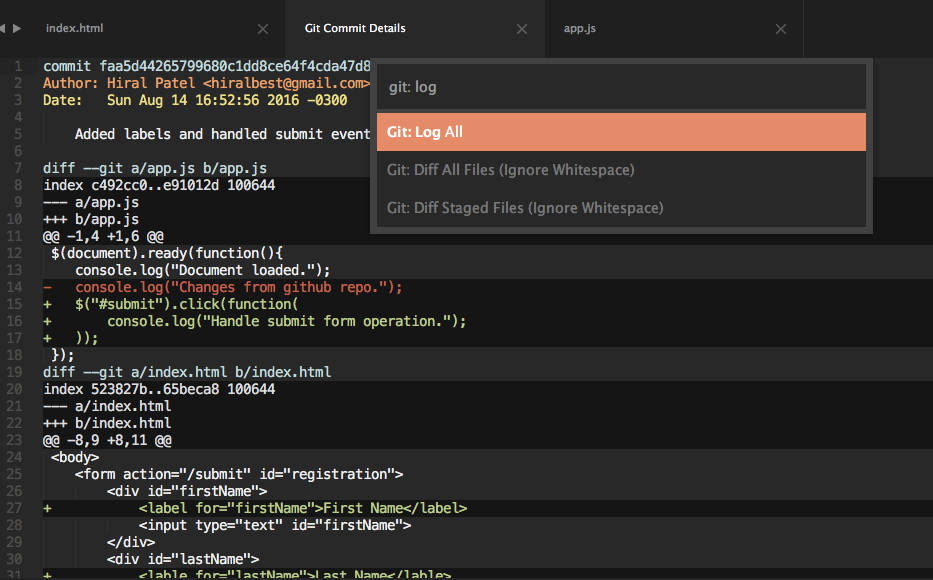 Git Log All in Sublime Text