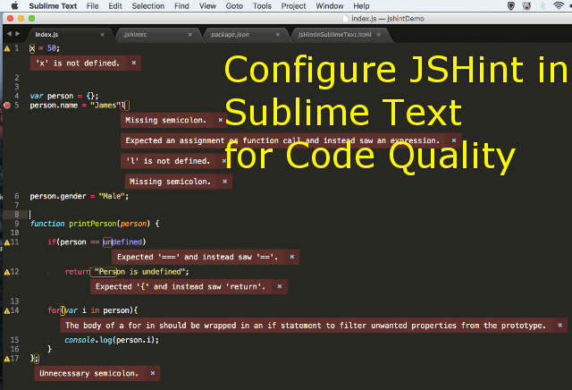 Configure JSHint in Sublime Text for Code Quality